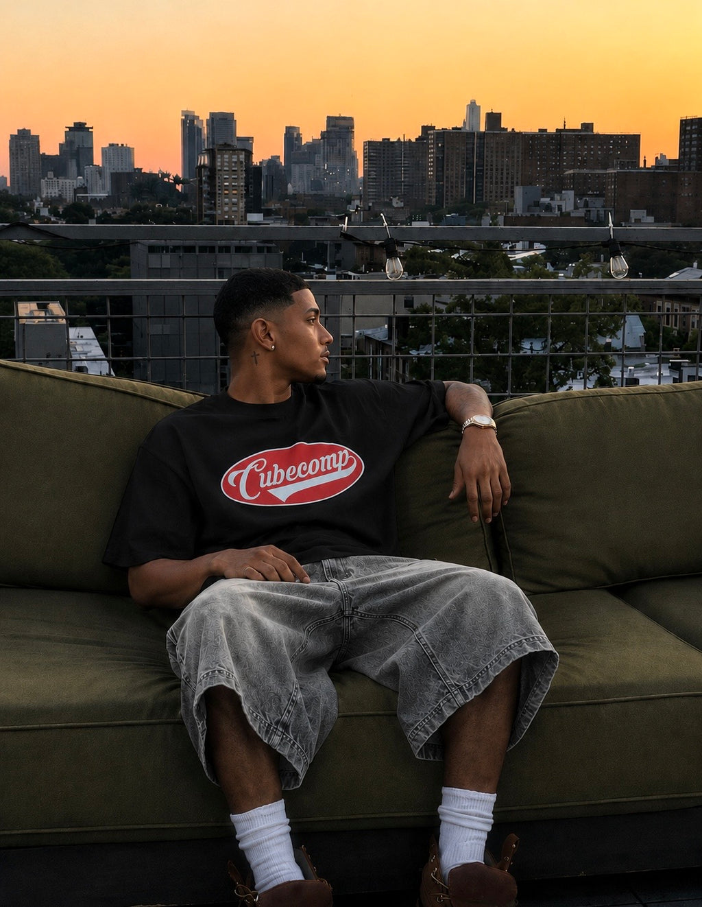 MENS BLACK CUBE COMP TEE